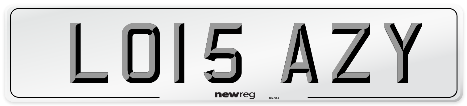 LO15 AZY Number Plate from New Reg
